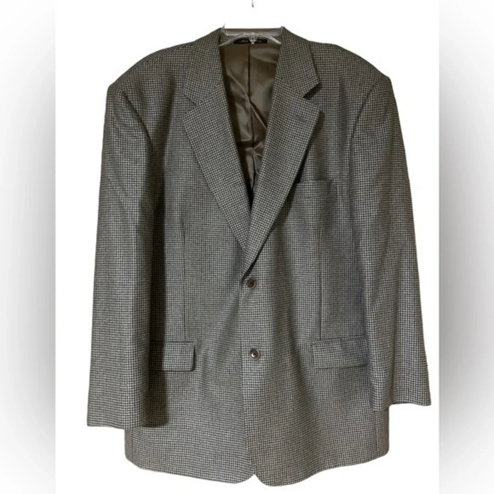 Vito Rufolo Men’s Vtg Silk Wool Italian‎ Sport Suit Coat Blazer 44R Brown Check